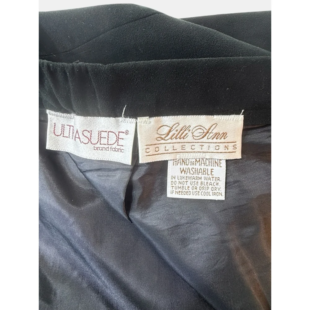Lilli Ann Collections Retro Black Ultrasuede Blazer & Skirt Suit M